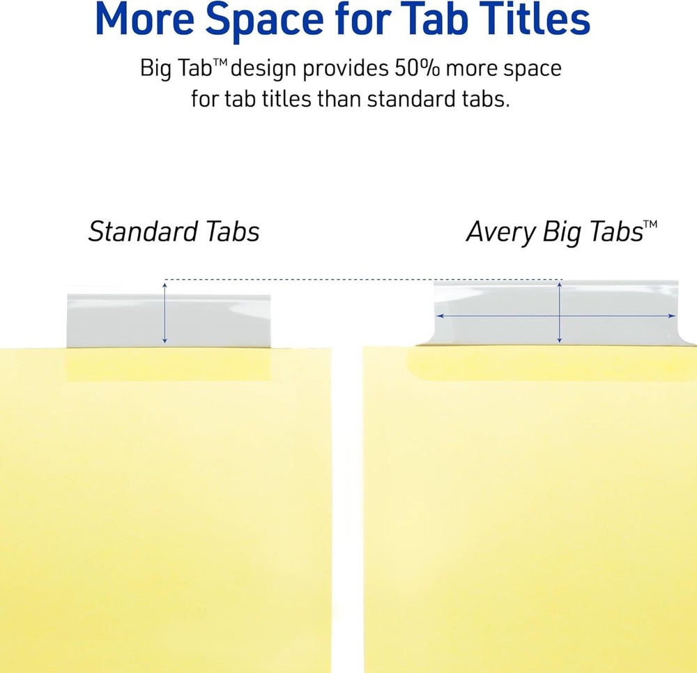 Avery Insertable Dividers for 3 Ring Binder, 5-Tab Set, Clear Big Tabs, Buff Pap
