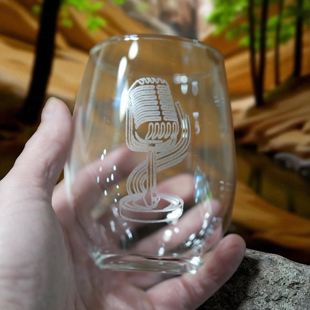 15oz Stemless Wine Glass - Microphone