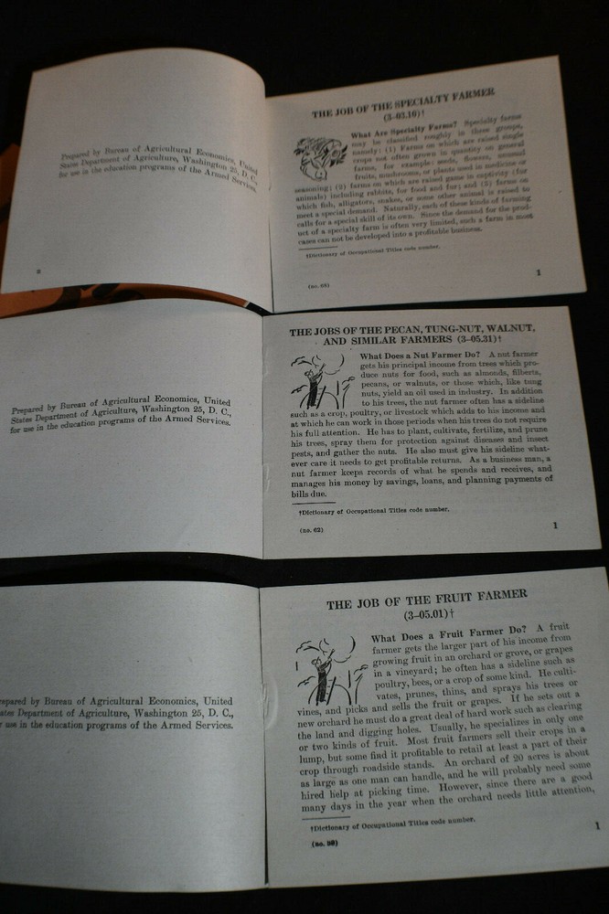 WW2 Shall I be a Farmer Brochures for Military Veterans *Fruit*Pecans*Walnuts*