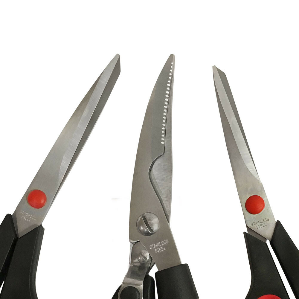 3-Pc Set Stainless Steel Multi-Purpose Utility Scissors