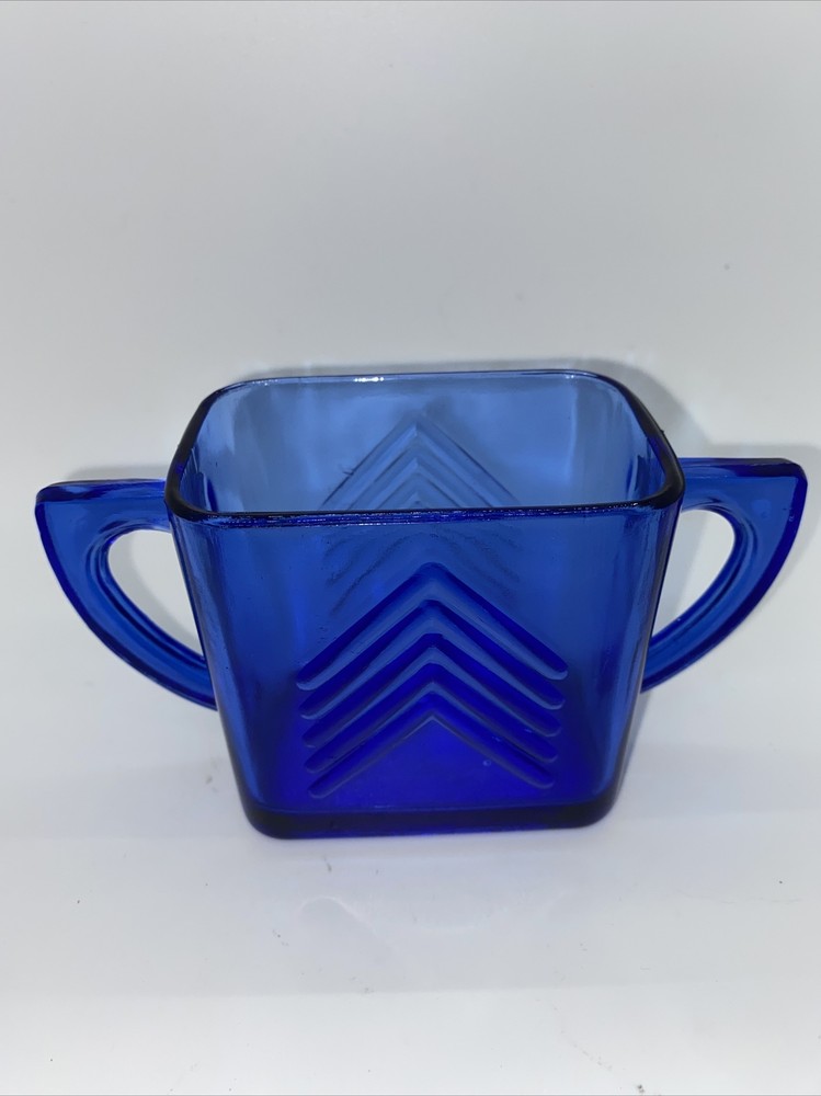 Vintage Art Deco Cobalt Blue Double Handled Dish
