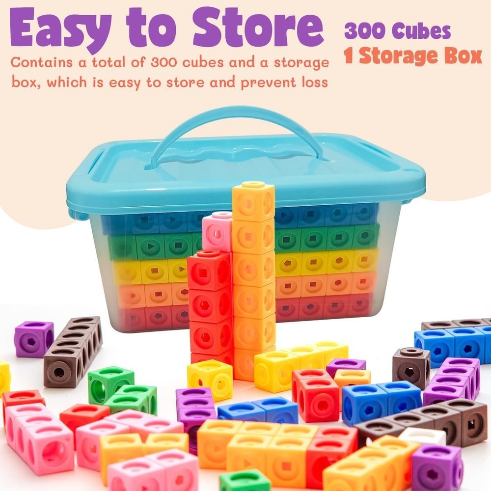 300pcs Math Linking Cubes Counting Blocks STEM Learning Manipulative Set