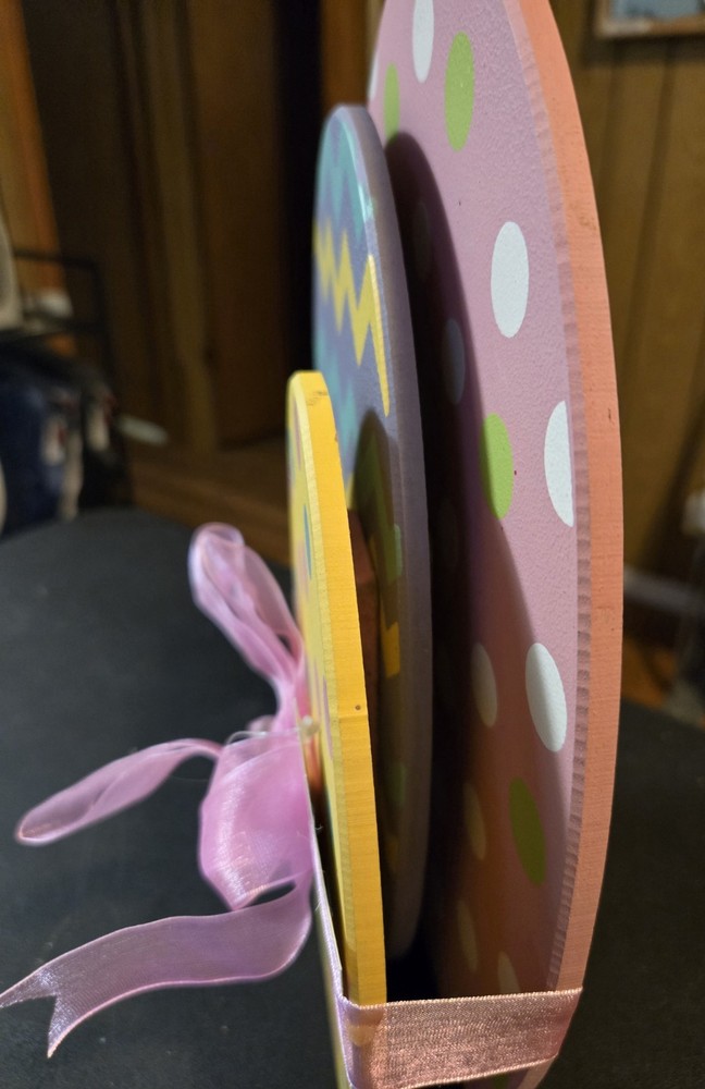 Three Stacked Easter Eggs - Wooden Easter Decoration