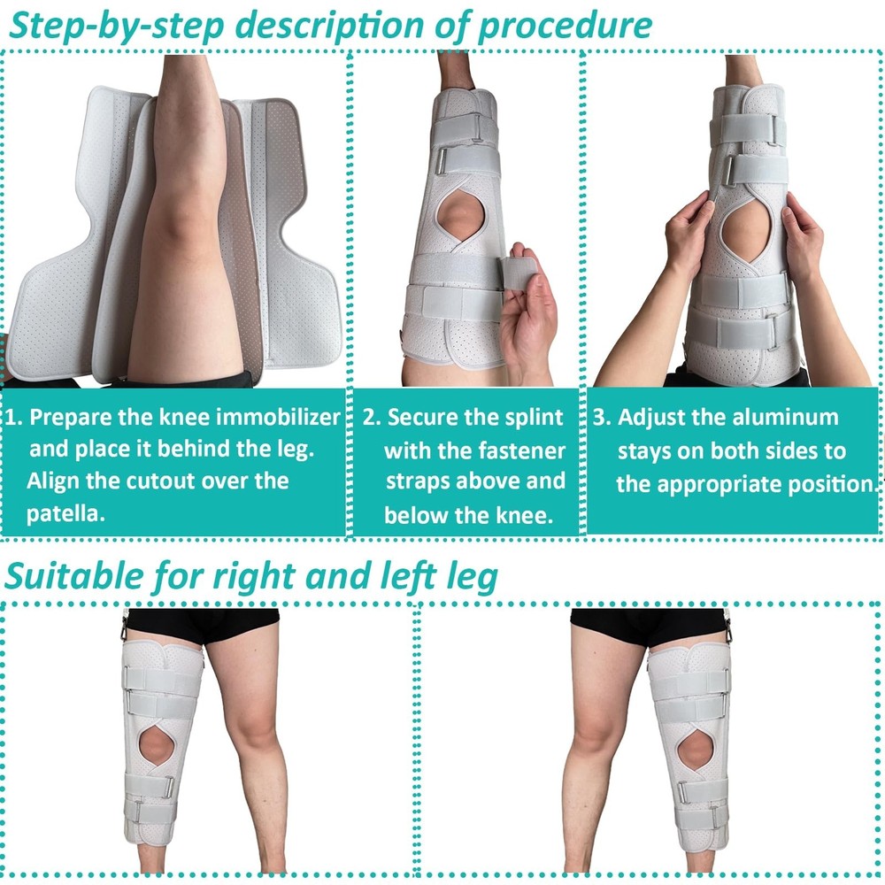Three-Panel Knee Immobilizer & Knee Stabilizer - Leg Support Splint for Knee ...