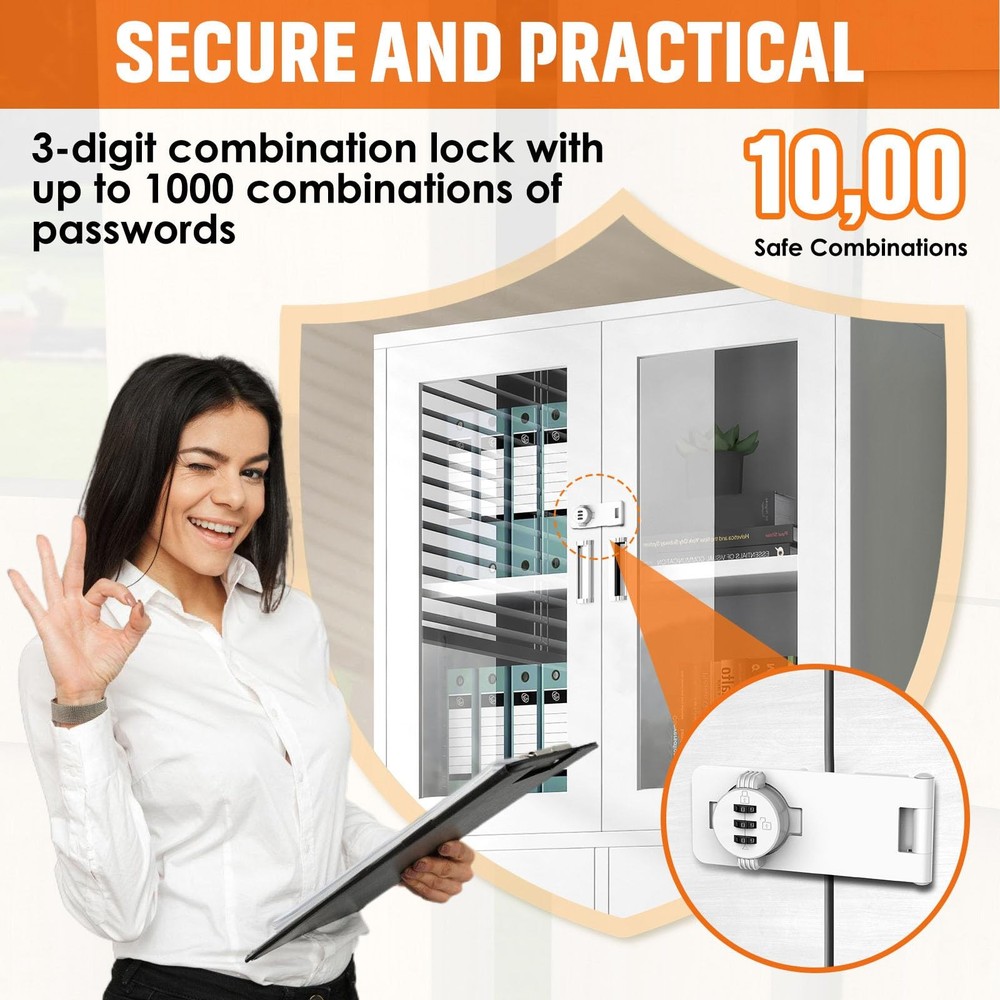 Keyless Cabinet Lock with Combination, Locker Code Lock with 3-Digit Combinat...