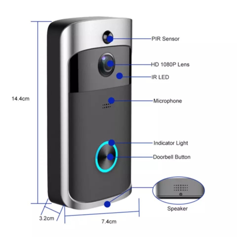 Smart WiFi Video Doorbell Wireless Door Bell Phone Ring Intercom Security Camera