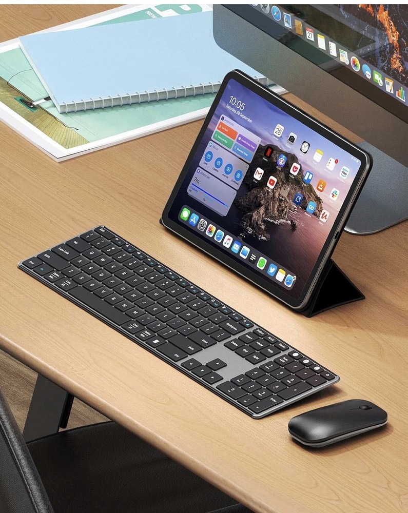 Seenda Wireless Bluetooth Keyboard Mouse Mac Multi-Device Rechargeable.