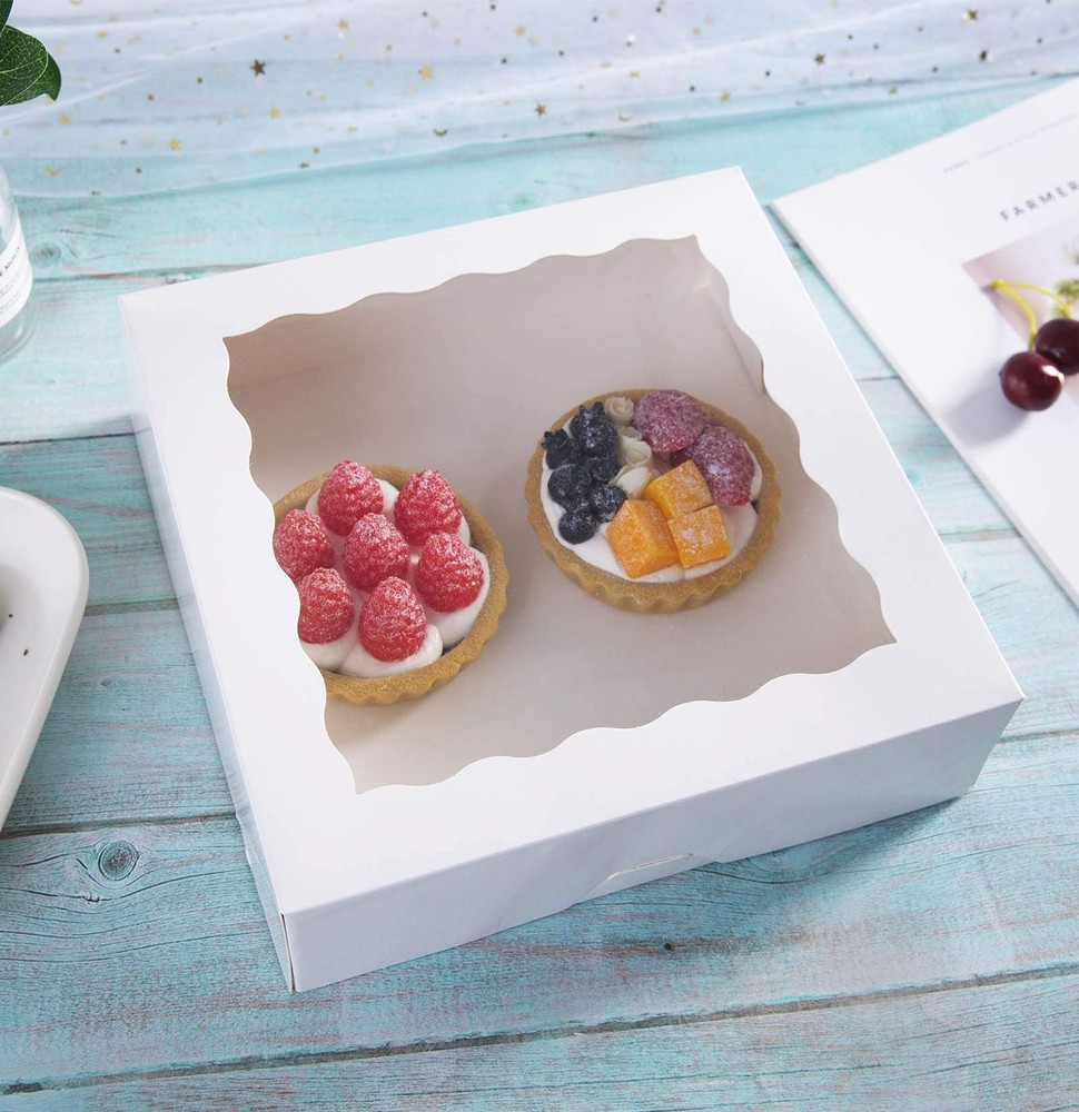 9 Inch White Bakery Pie Boxes with Window Disposable Cookie Boxes 25 Pack