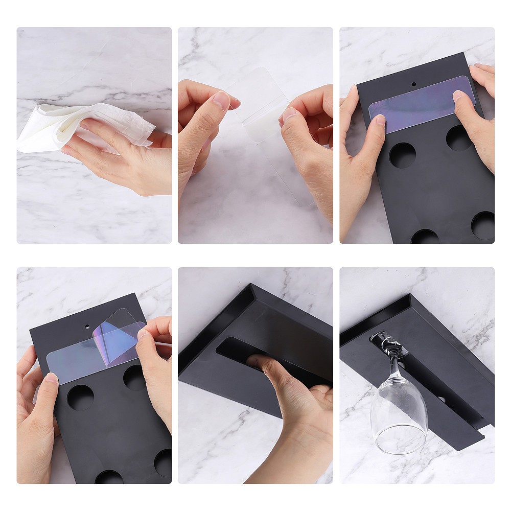 1set Plastic Storage Rack/Display for Red Wine Glass Display Rectangle Black