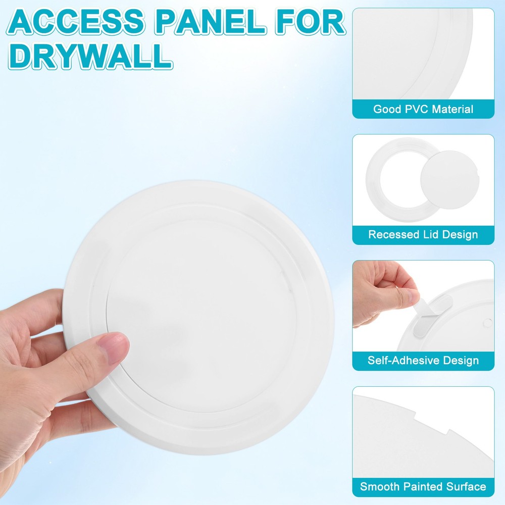1-Pack Access Panel for Drywall, 4x4 Inch Round Plastic Removable [White]