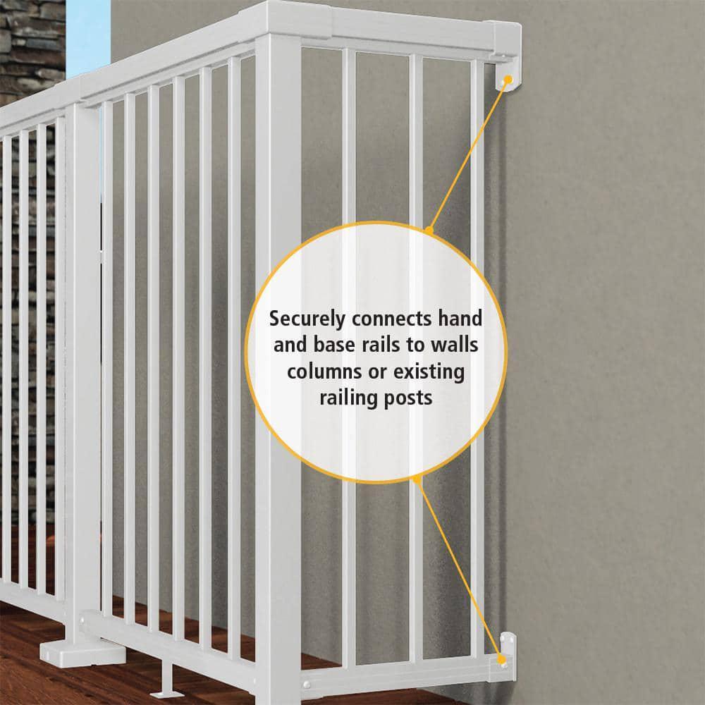 PEAK Aluminum Railing Wall Mount Bracket Kit White Aluminum Deck 36in System Set