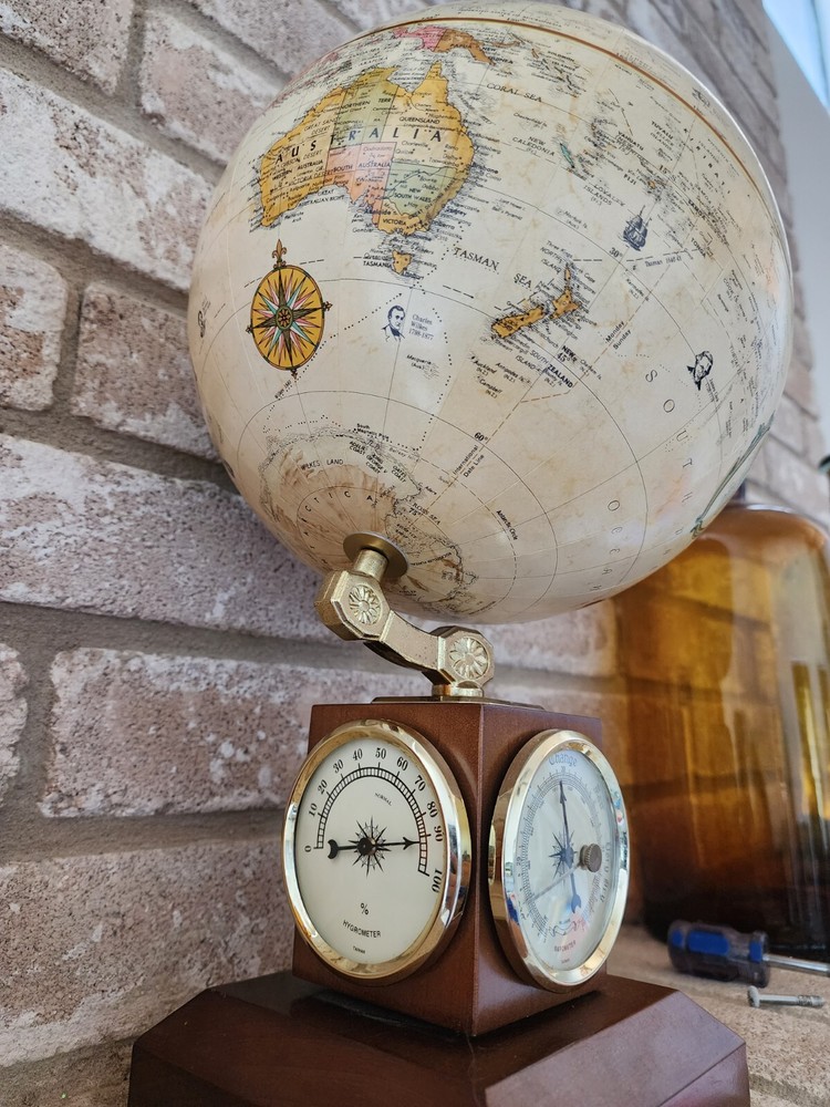 Vintage Replogle Globe Weather Thermometer Barometer Hygrometer Fedex
