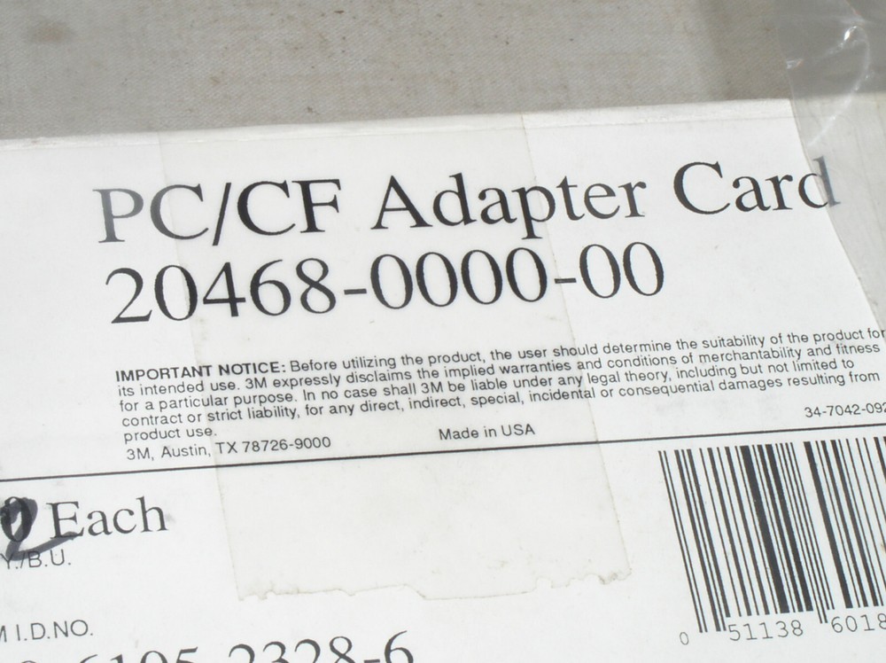 3M PCMCIA Compact Flash PC CF Memory Card Reader Adapter ADAPTOR 20468-0000-00