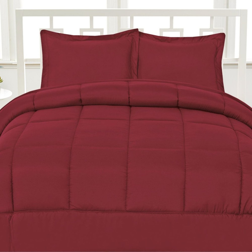 Luxurious Down Alternative Soft Solid Color Comforter Box Stitch Brushed Micr...