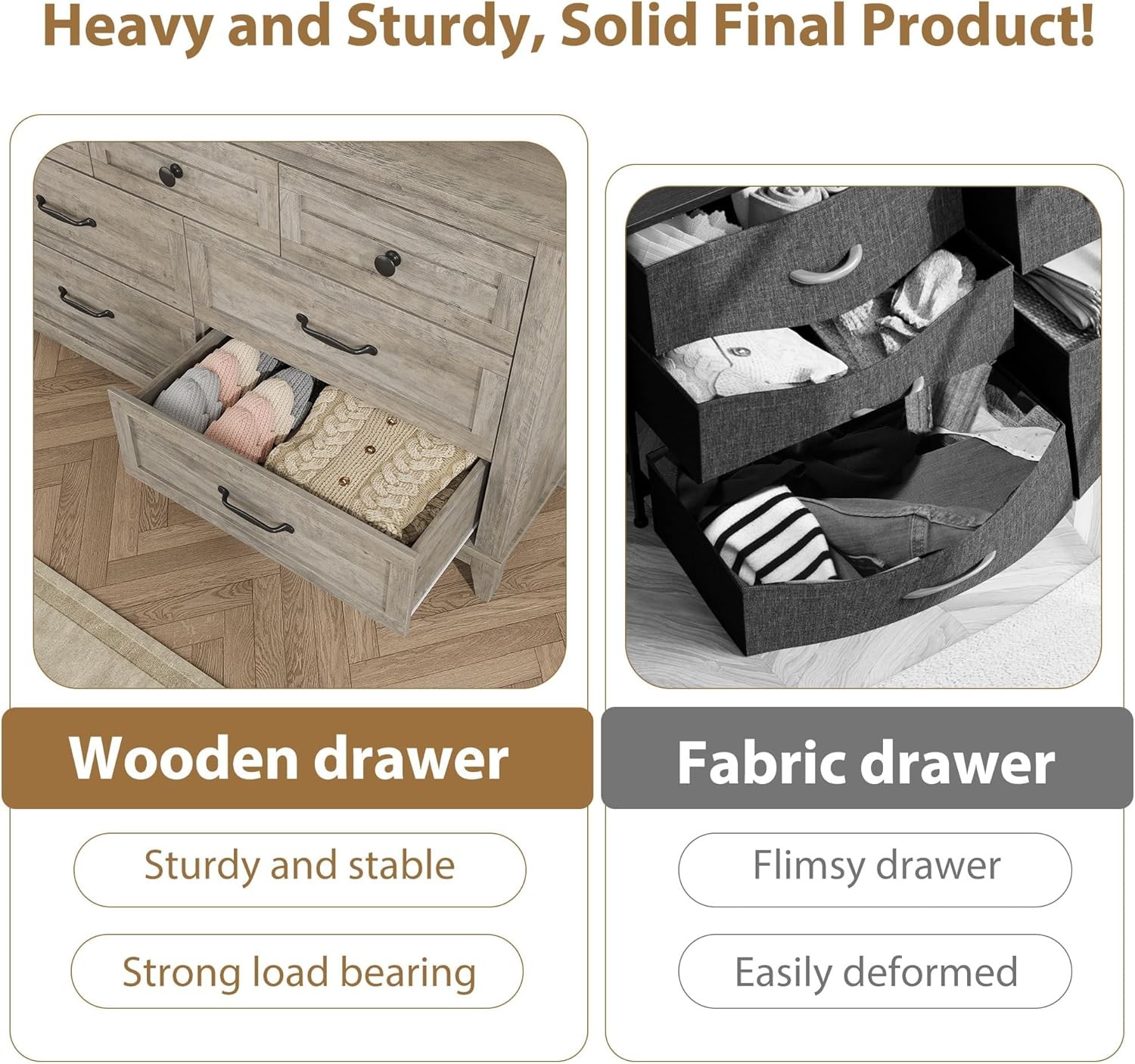 Dresser with Seven Drawers, Large Wooden Storage Cabinet for Living Room,Bedroom