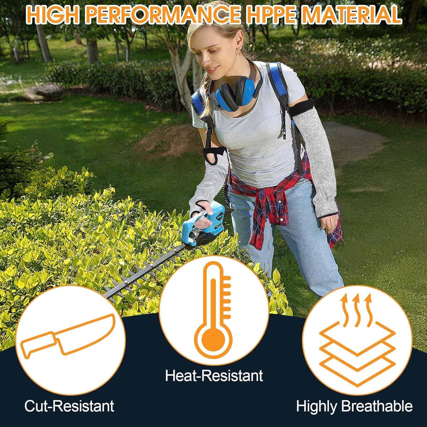 Protective Arm Sleeves 1 Pair, Cut Resistant for Thin Skin, Welding or Gardening