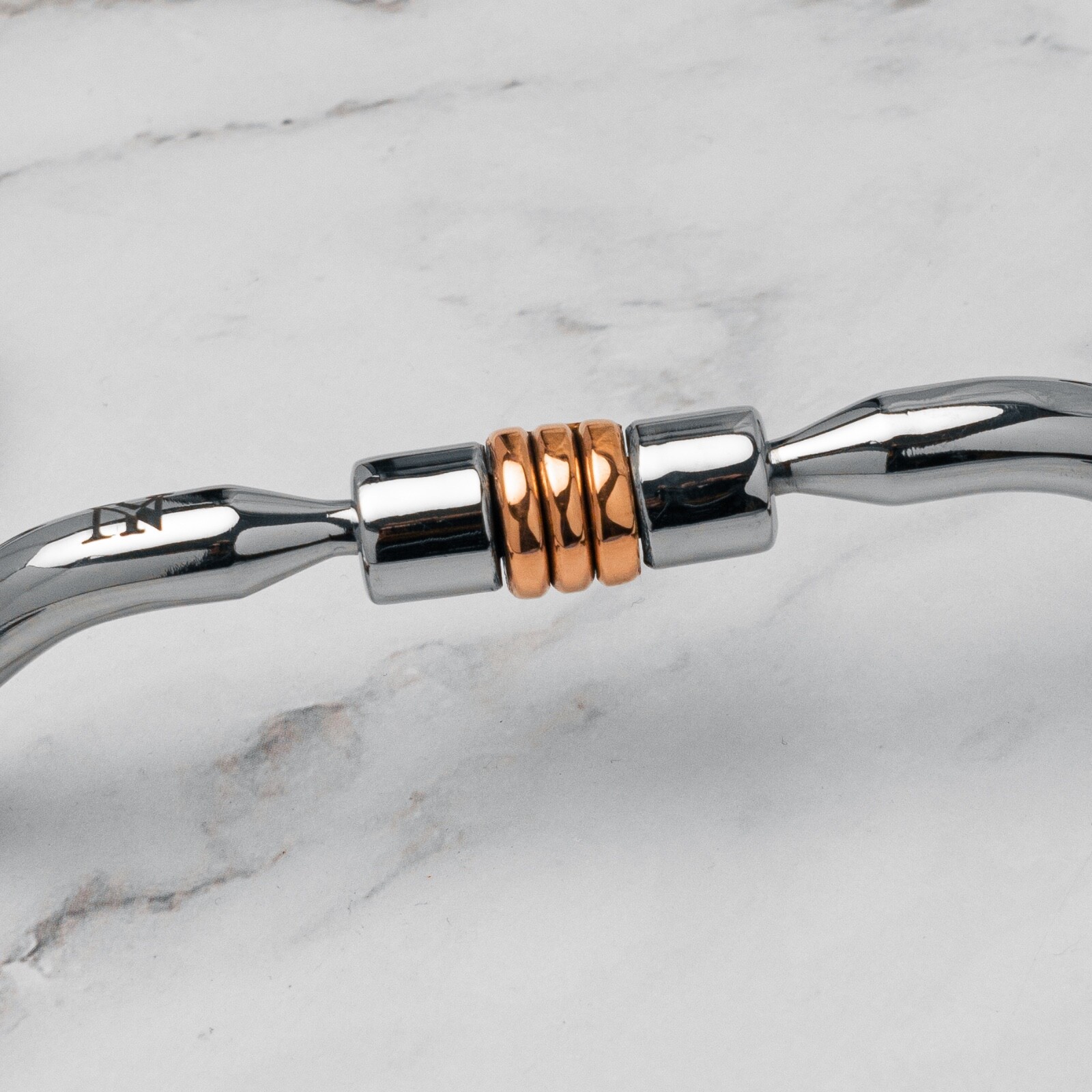 NY Tack 5" Western Silver Dotted Flat Shank Forward Copper Roller Horse Curb Bit