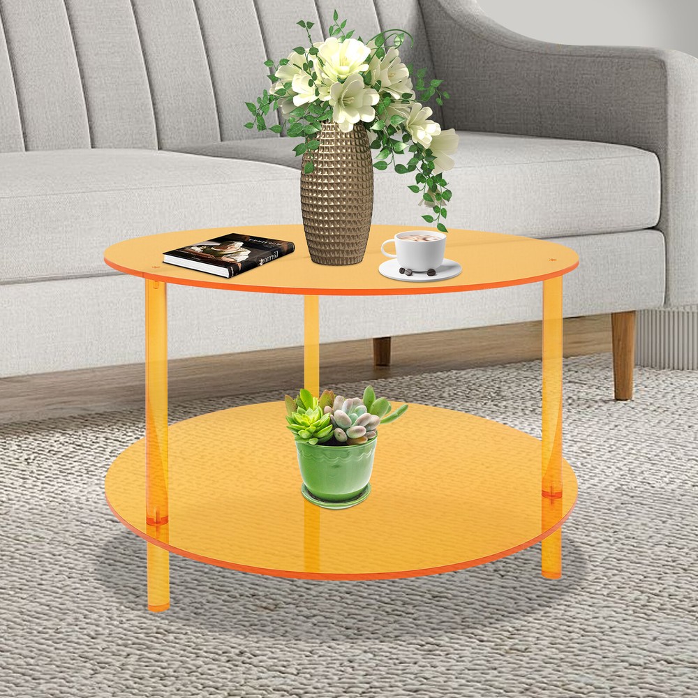 Acrylic Coffee Table, Modern Coffee Table, 2-tier Coffee Table
