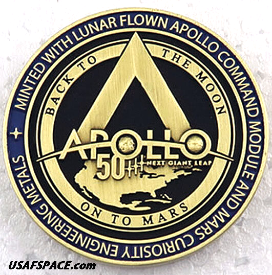 APOLLO-14 - 50th Anniversary - LUNAR FLOWN METAL - NASA MEDALLION - COA - MINT