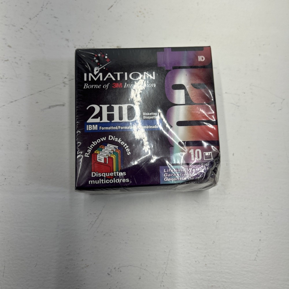Imation 3.5" 2HD IBM Formatted Rainbow Color Diskettes 10 Pack