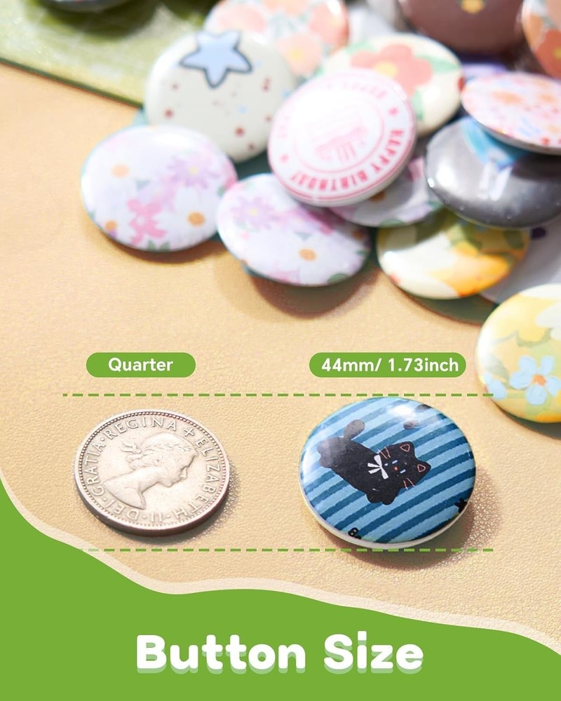 44mm Button Maker Kit – 1.73 Inch Button Maker Pin Badge Press Machine with 100P