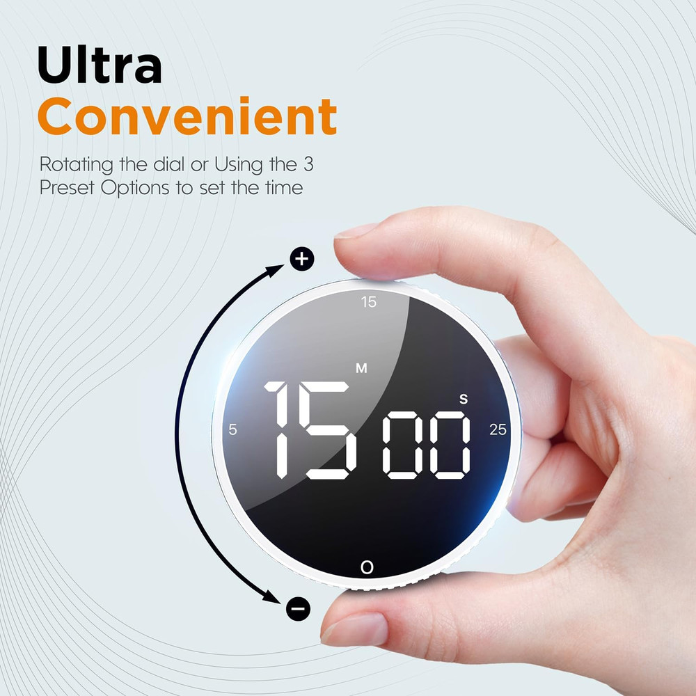Upgrade Digital Kitchen Timer - Magnetic Countdown Countup Visual Pomodoro Timer