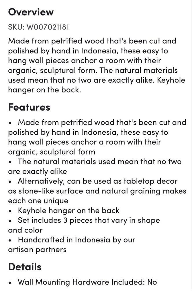 Petrified Wood Wall Art 3pc By Foundry Select