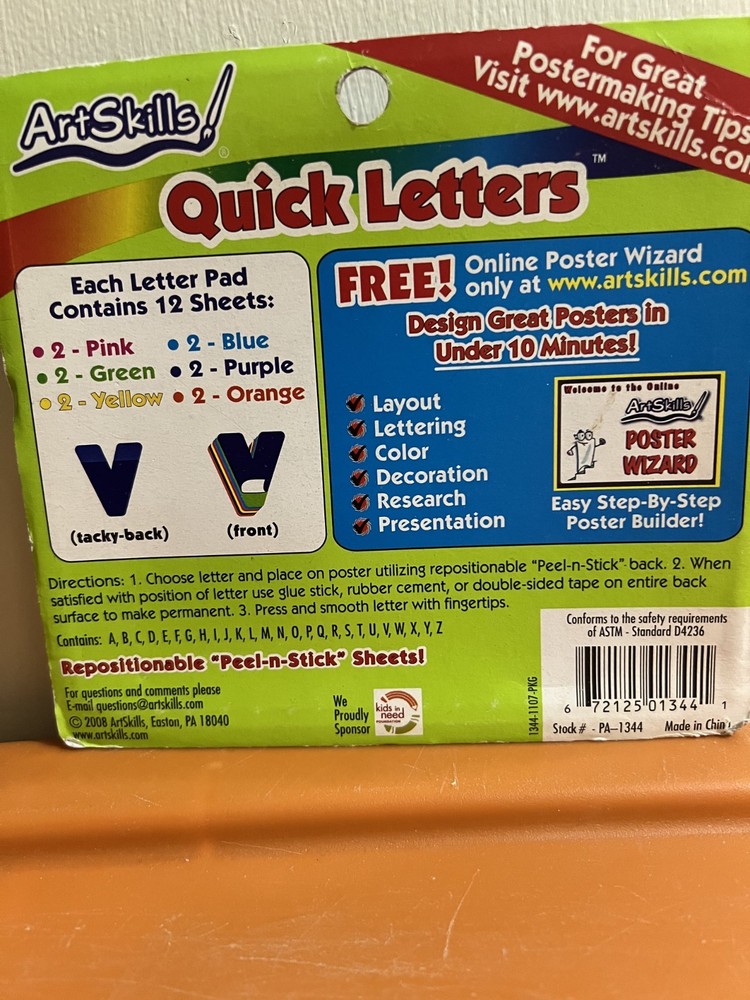 Art Skills Quick Letters New