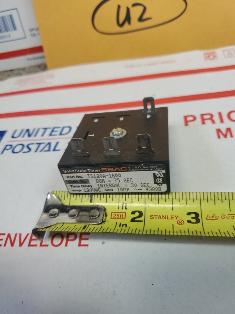 SSAC TS120A-1600 Solid State Timer DOM 75 SEC INTERVAL 30 SEC 120VAC USED, U2
