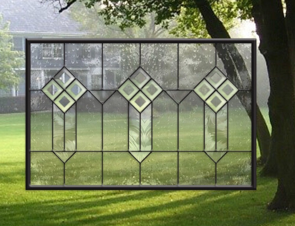 Stained Glass Window Panel Prairie Clear Bevel with Clear Textures