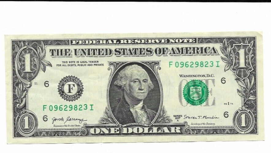 Error One Dollar Bill Series 2017A-(GAS PUMP TURN 3)-Struck Raised Digit Note