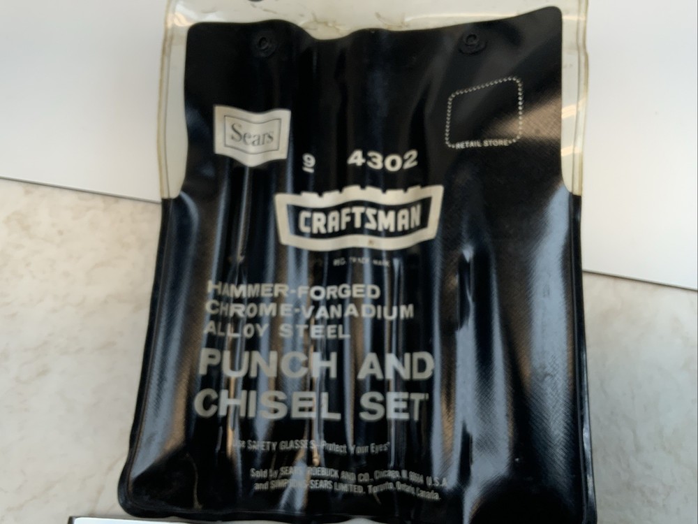 CRAFTSMAN 4302, 5pc PUNCH & CHISEL Set, Dusty Case, USA Made