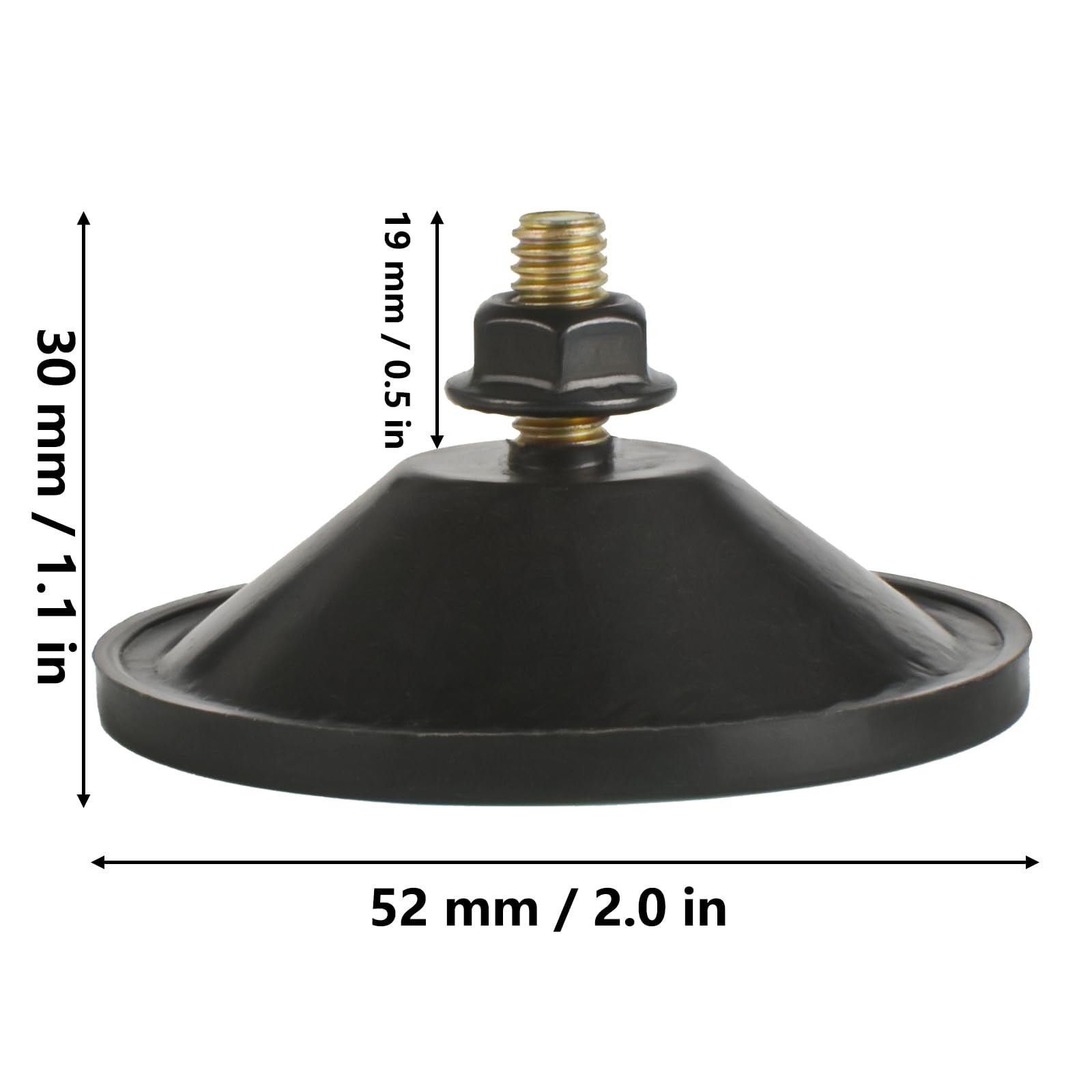 6 Pcs Heavy Duty Black Suction Cups with M6 x 14 Thread Screw, Clear PVC, Extra