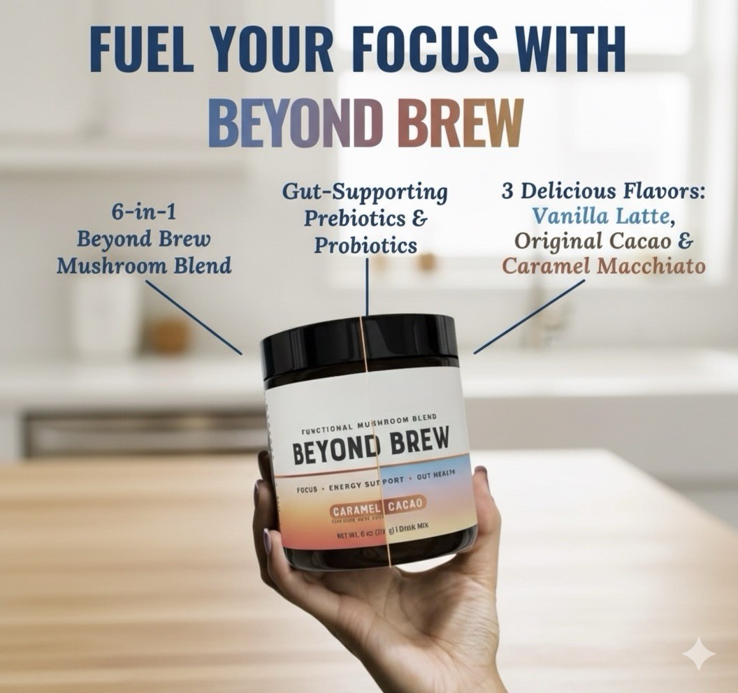 4-PACK VANILLA Beyond Brew Mushroom Coffee 7-in-1 Cacao Energy/focus/Gut/Mental!