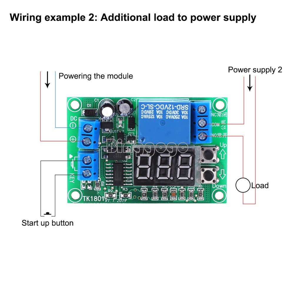 DC 12V Display Delay Timing Relay Module Timer Relay Board 1-999 Seconds