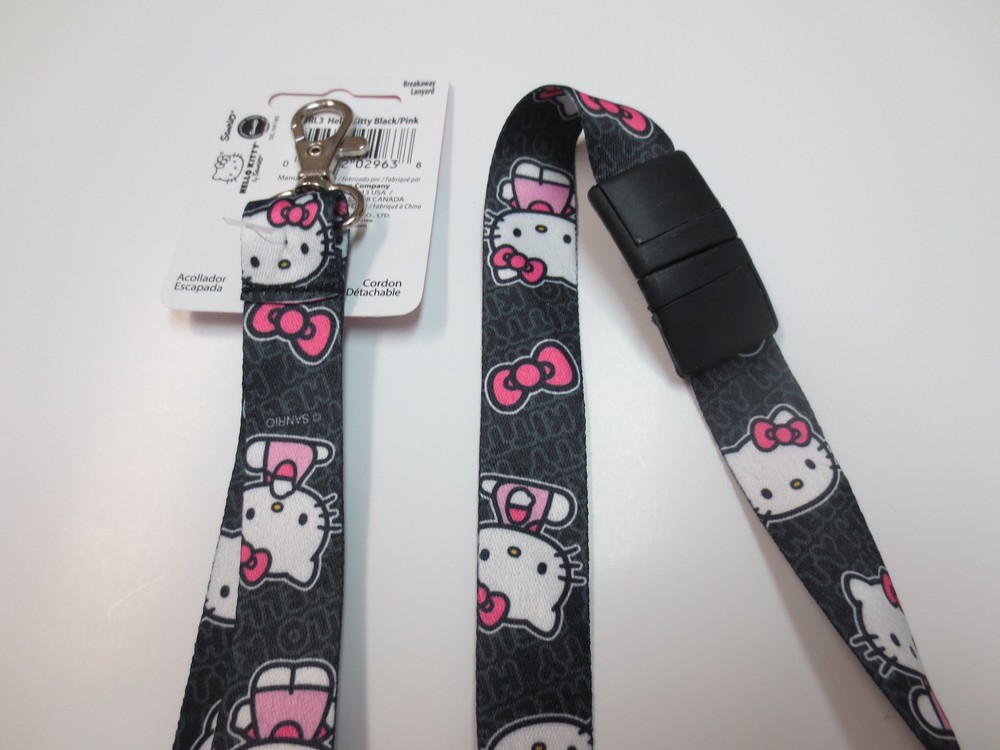 Authentic Sanrio Hello Kitty Breakaway Lanyards / Black Background / New