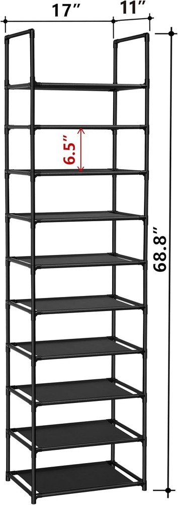 Freestanding 10-Tier Shoe Rack - Lightweight, Durable & Space-Efficient Storage
