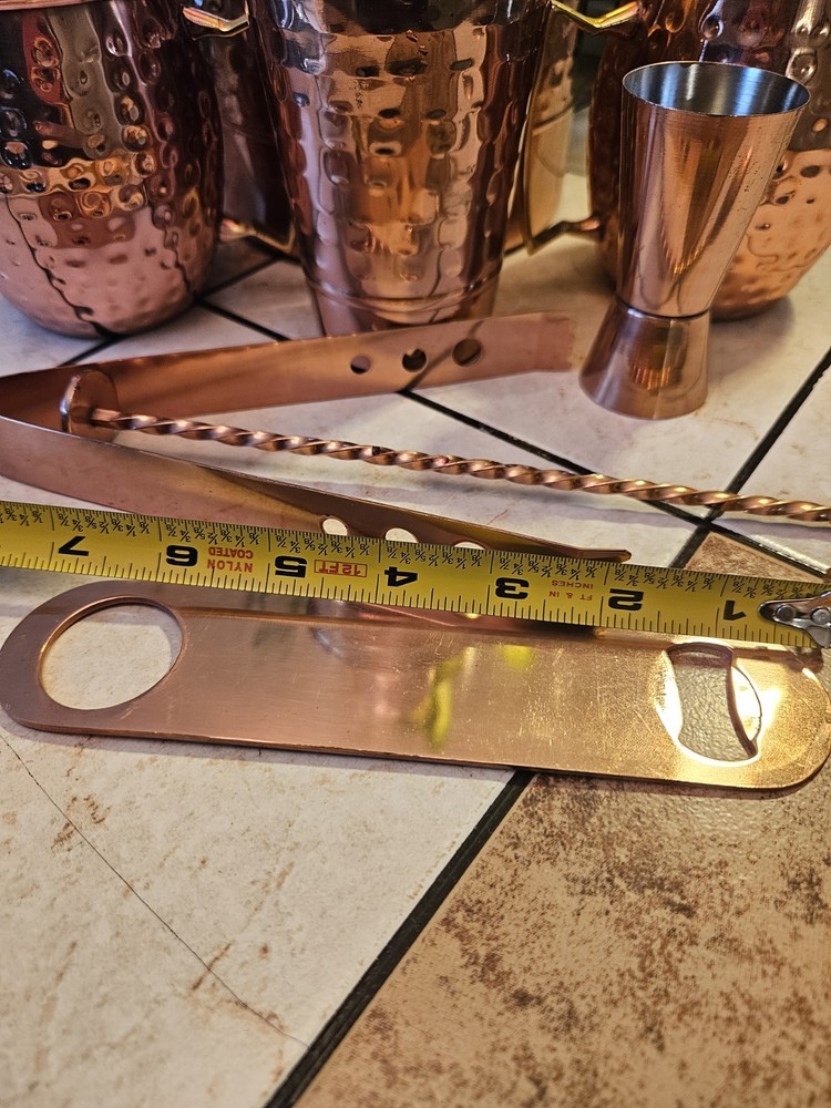 Hammered Copper Bar Tools Drink Mix Set