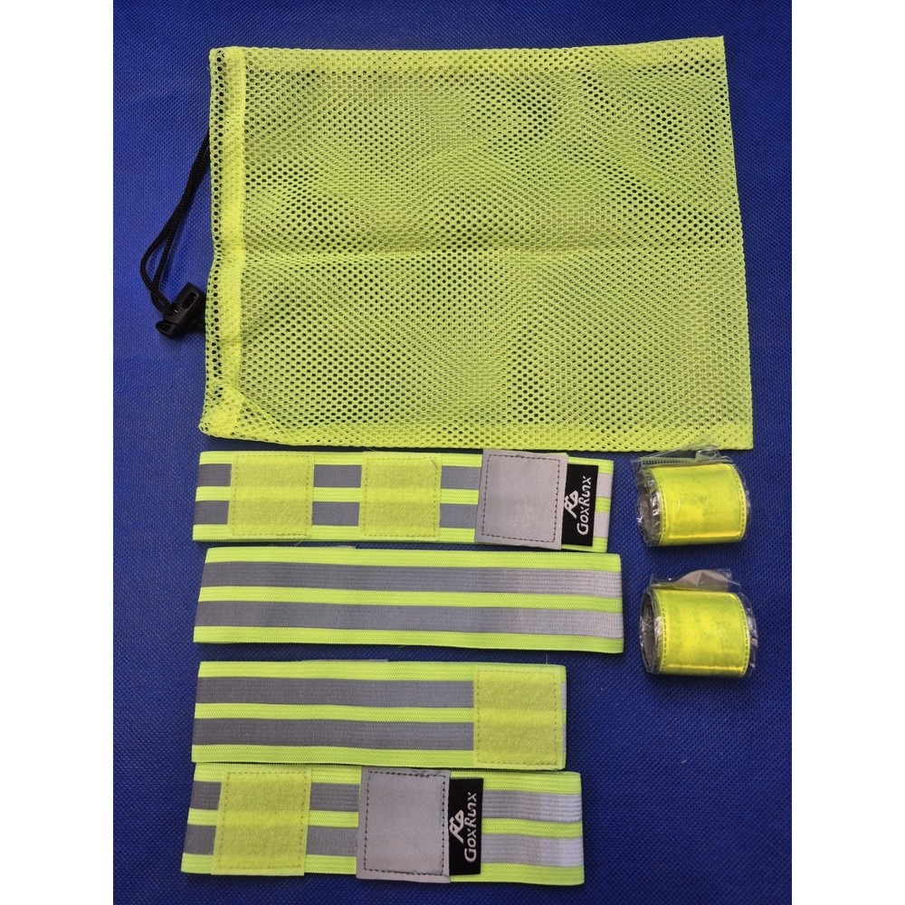 Go Run 6-Pack Green Reflective Bands 3 Sizes Drawstring Bag NEW