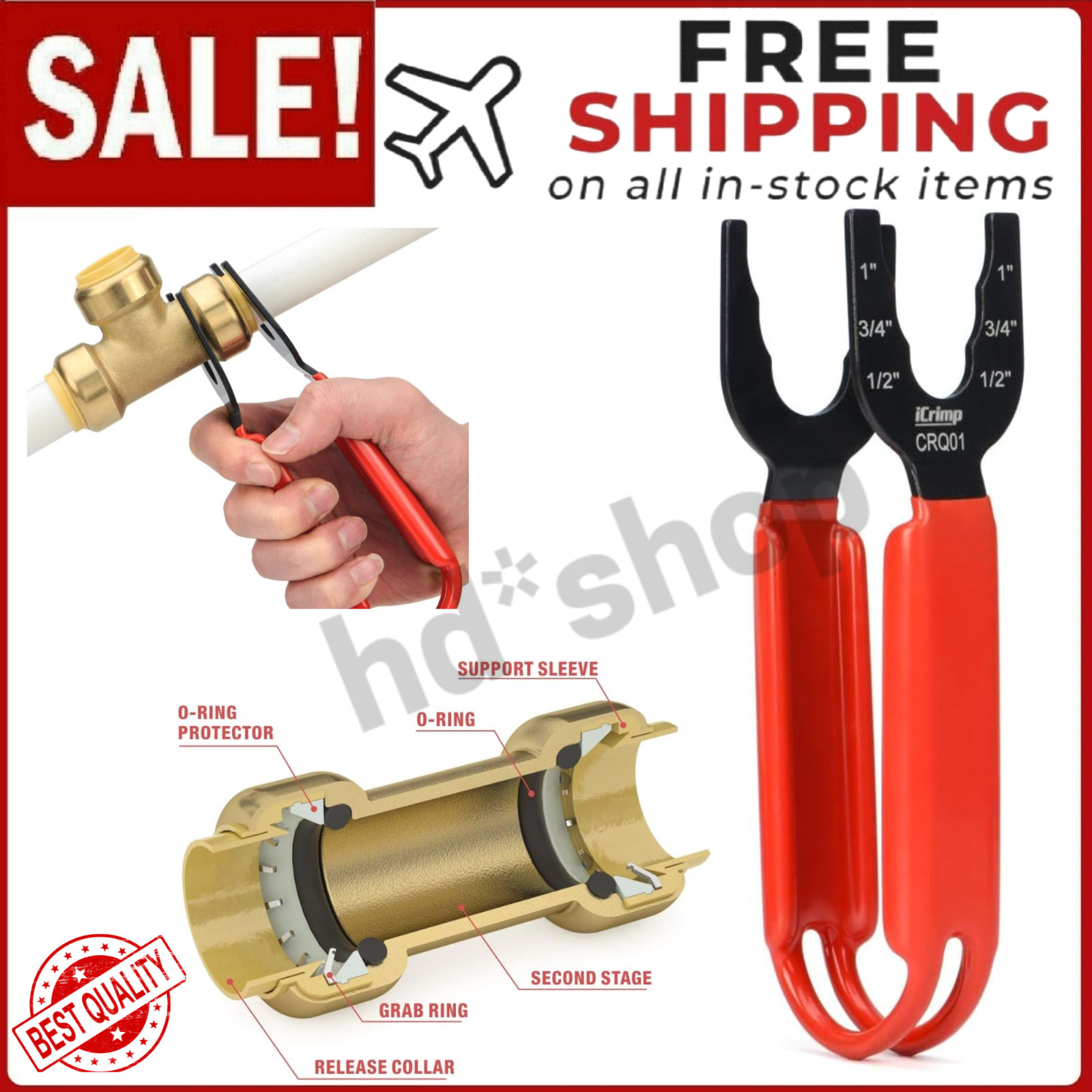 Disconnect Tong Sized 1/2",3/4",1", Removal Tool, Used For Demount Sharkbite New