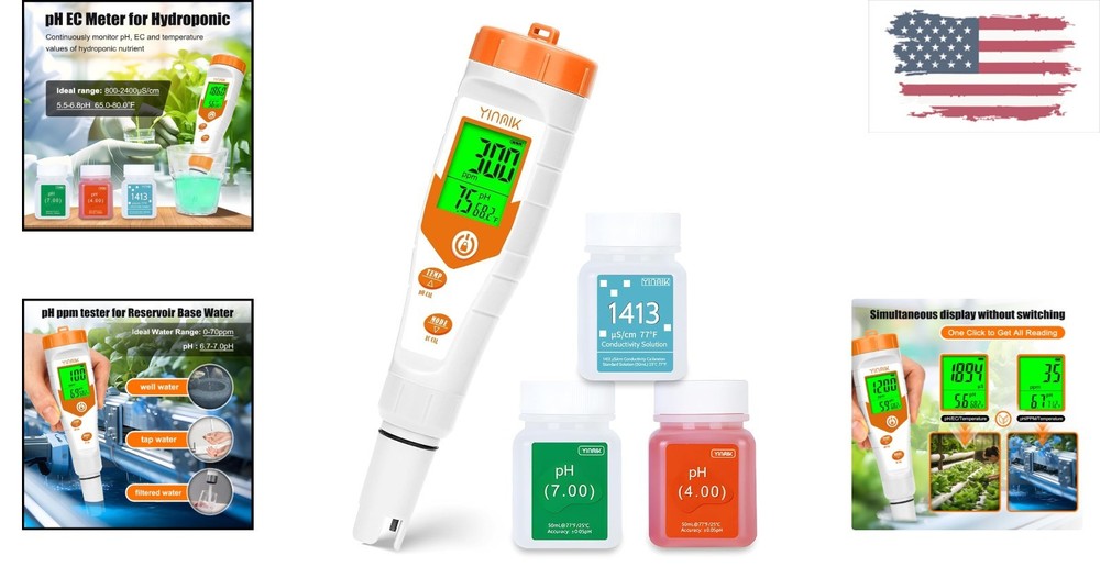 4-in-1 Hydroponic pH Meter for Accurate Nutrient & Temperature Measurement