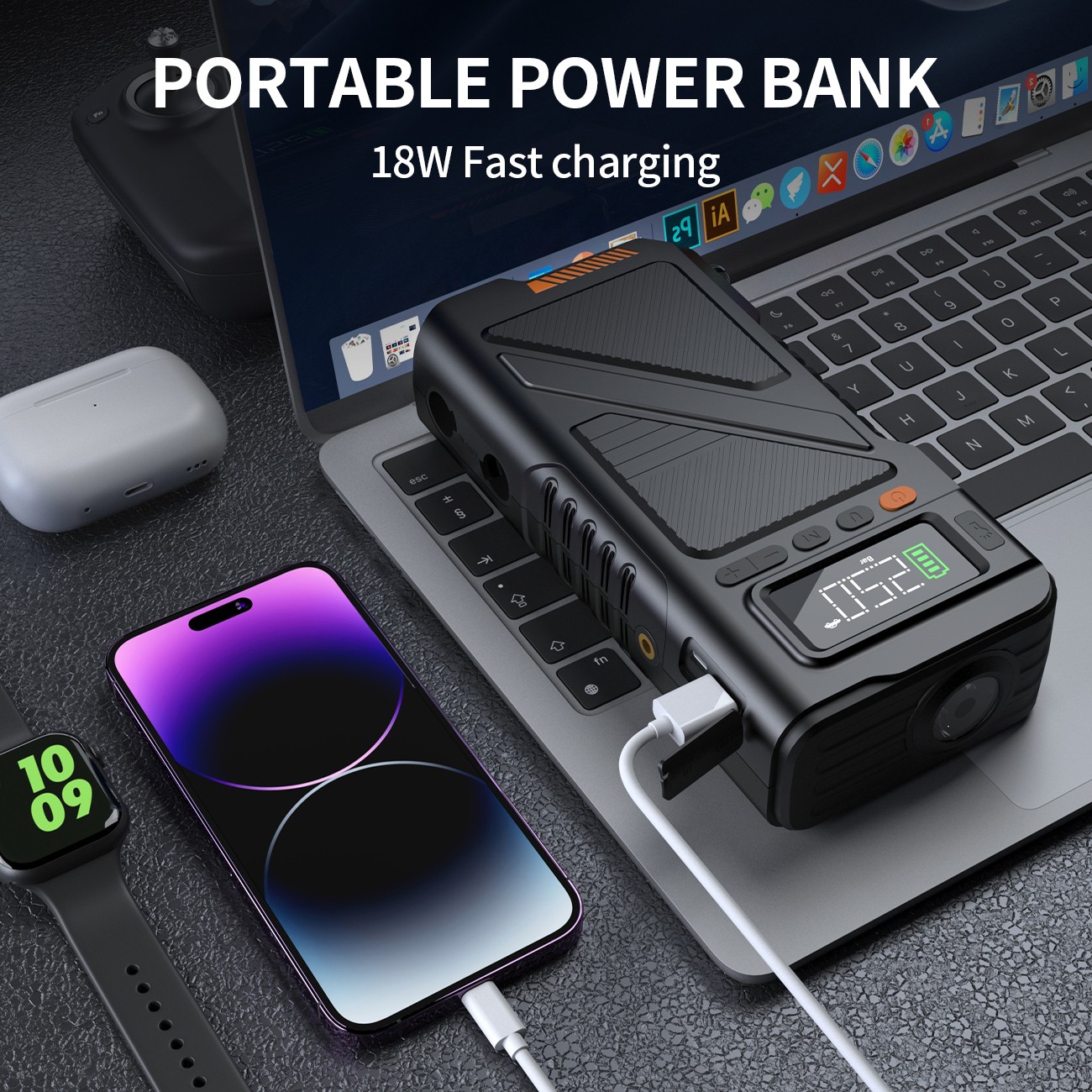 Geeneu 9000A Car Jump Starter with Air compressor ortable 12V Car BatteryBooster