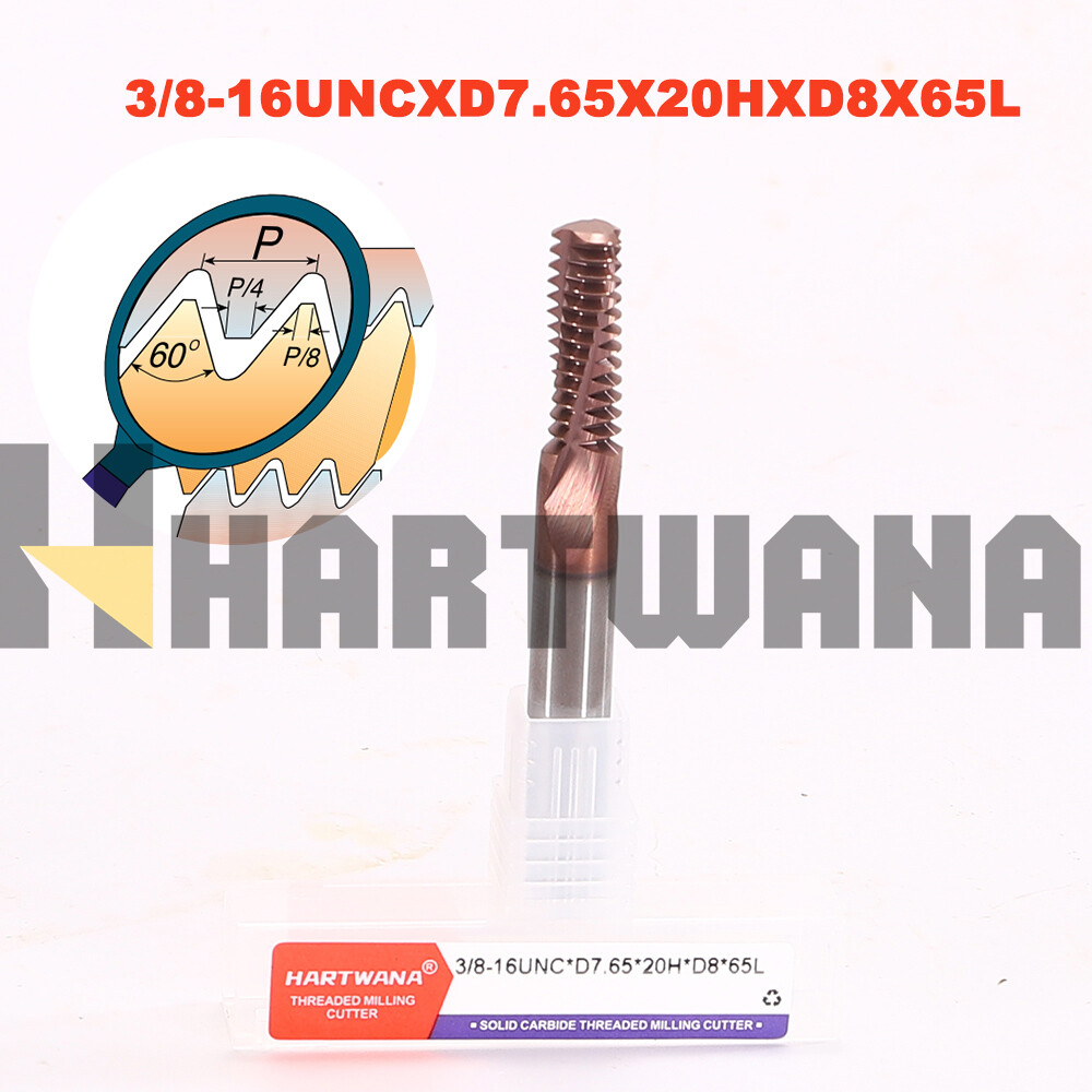 3/8-16 UN Carbide Thread Mill TiAlN Coated Full Tooth CNC Milling Thread Cutter