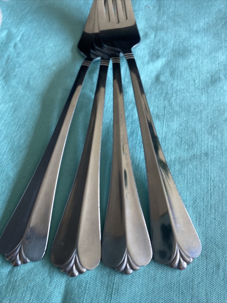 4 Pcs Rogers Co Country Shell Dinner Forks Stainless Flatware