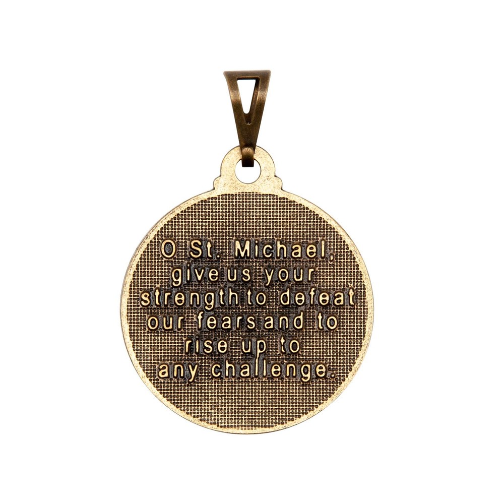 Intercession Saint Michael Medal Antique Gold