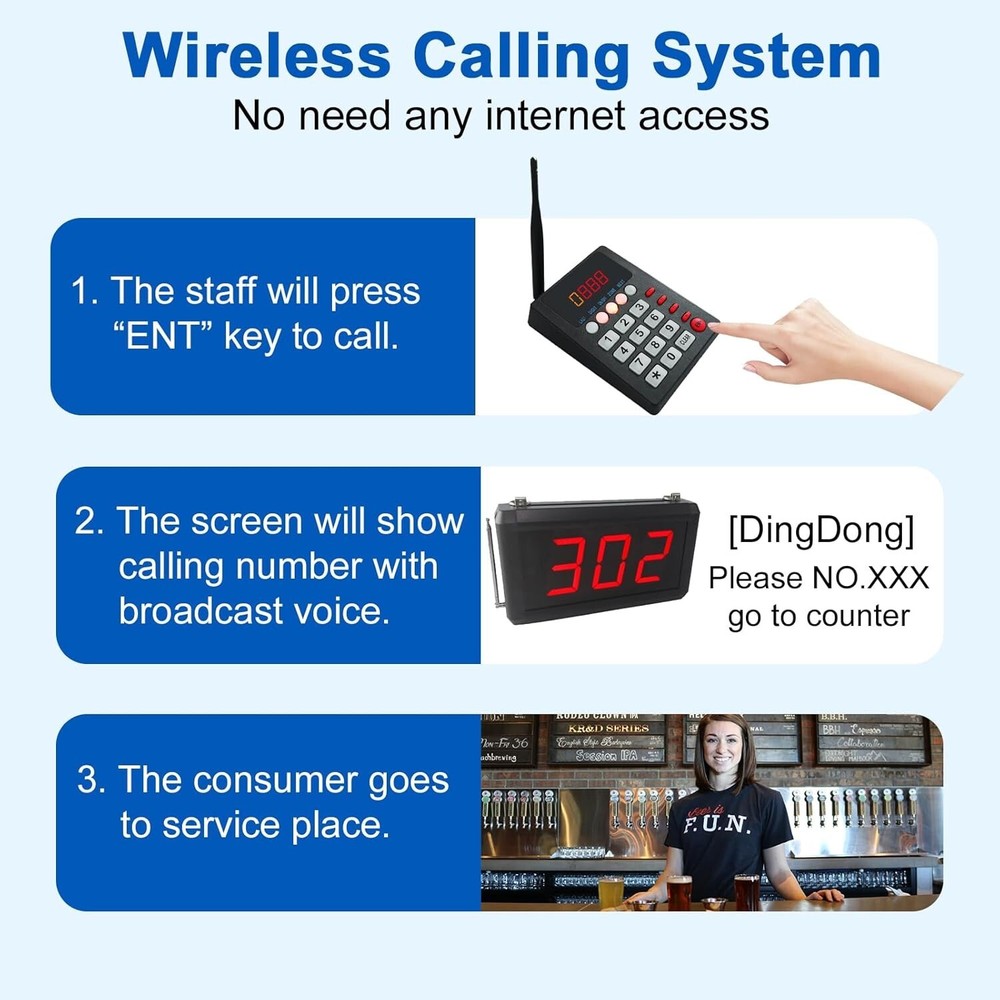 Queue Calling System Pager Call - Take A Number System Waiting Number System