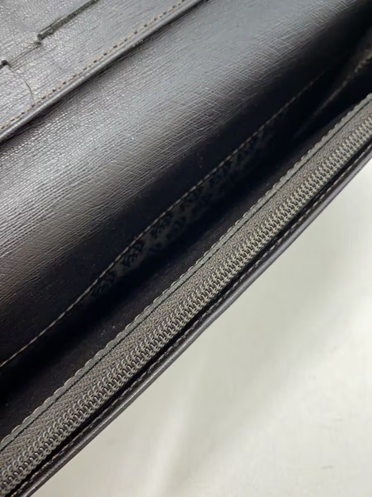 dunhill long wallet leather black plain men's