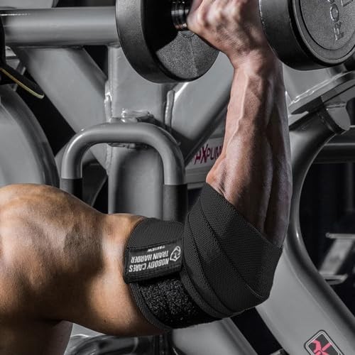 Elastic Elbow Wraps for Weightlifting - Compression Support Straps for Gym, Powe