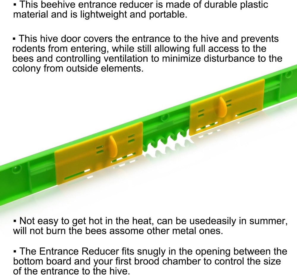 Bee Hive Entrance Reducer 6 Pack, Adjustable Plastic Mouse Guard, 10 Frame