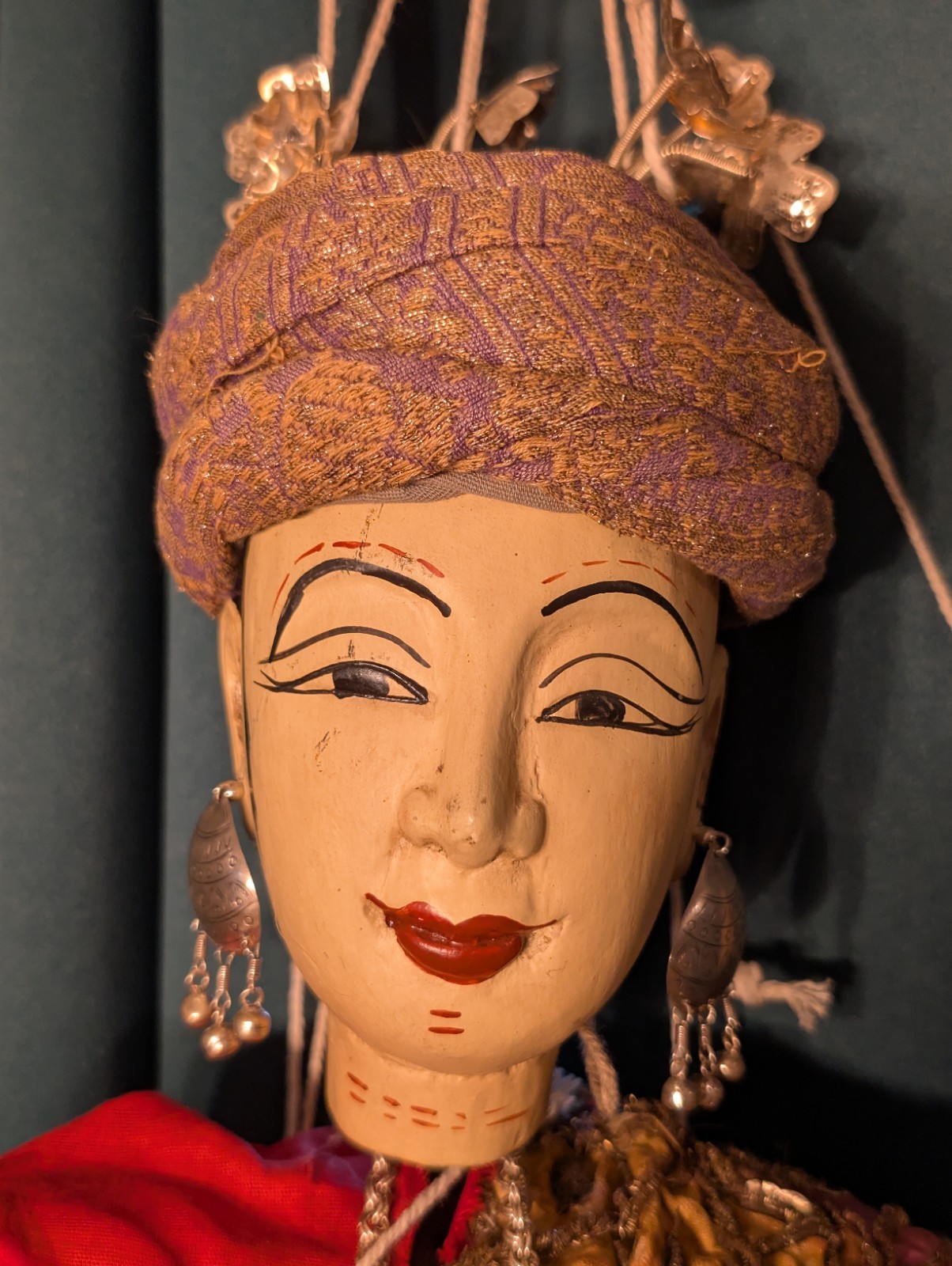 Vintage Burmese Wooden Puppet Marionette 30" Tall